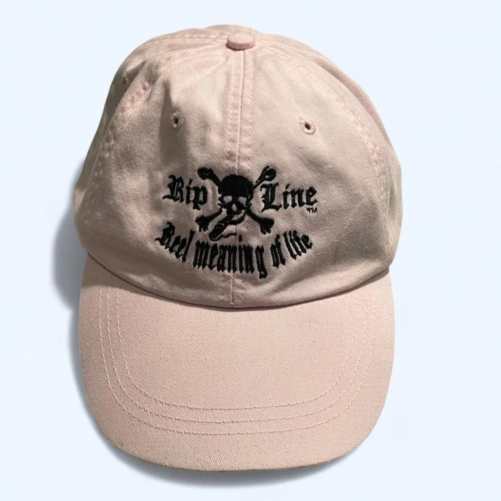 Vintage-style pink baseball cap with embroidered‎ skull by Adams